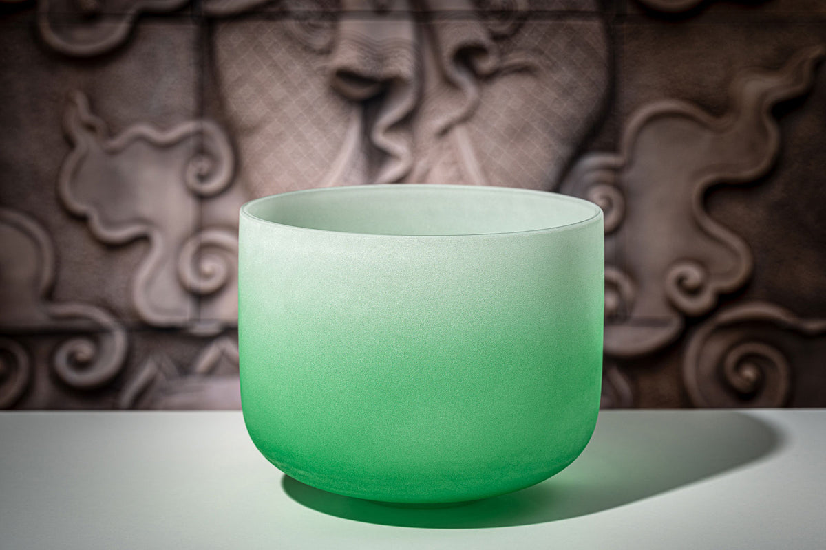 MEINL SONIC ENERGY CRYSTAL SINGING BOWL 11" COLOUR-FROSTED GREEN NOTE F4 HEART CHAKRA