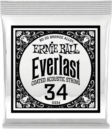 .034 EVERLAST COATED 80/20 BRONZE ACOUSTIC GUITAR STRINGS