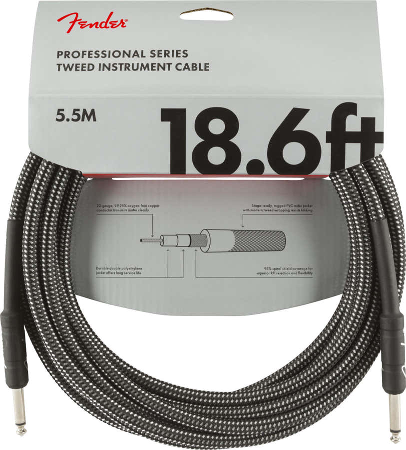PROFESSIONAL INSTRUMENT CABLE 18.6' GRAY TWEED