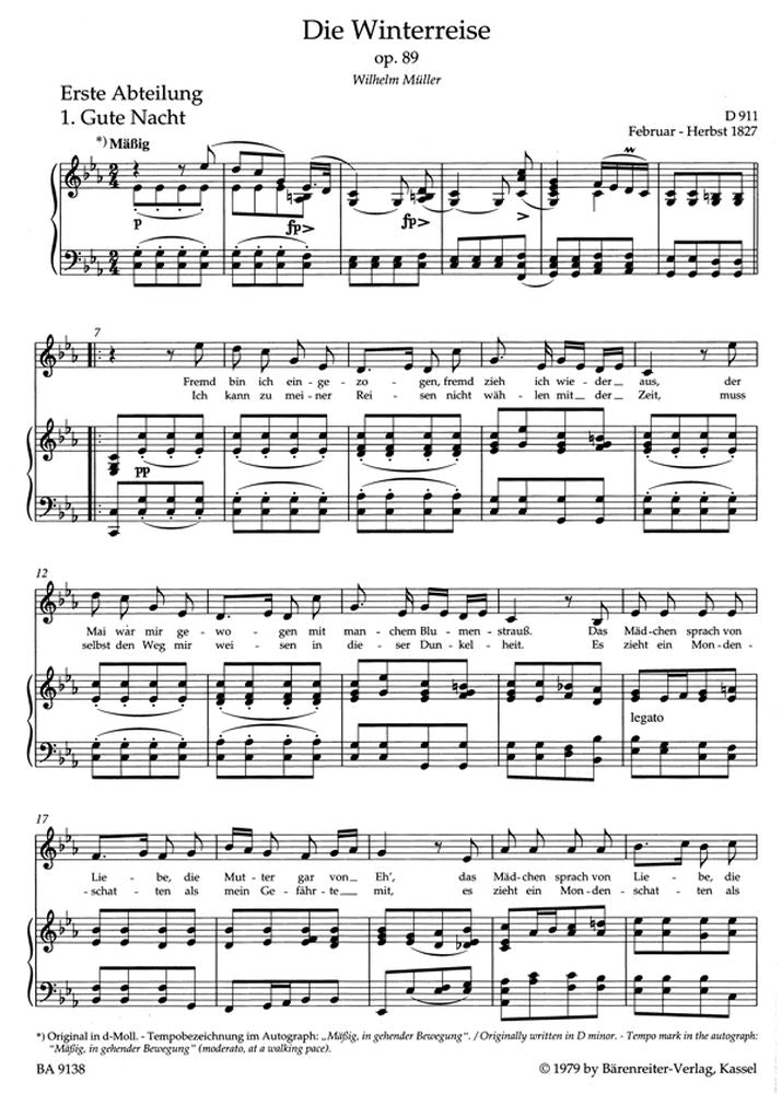 Schubert F. - Winterreise Op.89 D 911 - Voix Moyenne Piano
