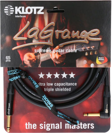 LA-grange Cavo per Strumento Nero 3M Jack Mono - Jack Mono Angolato Contatto Dorato
