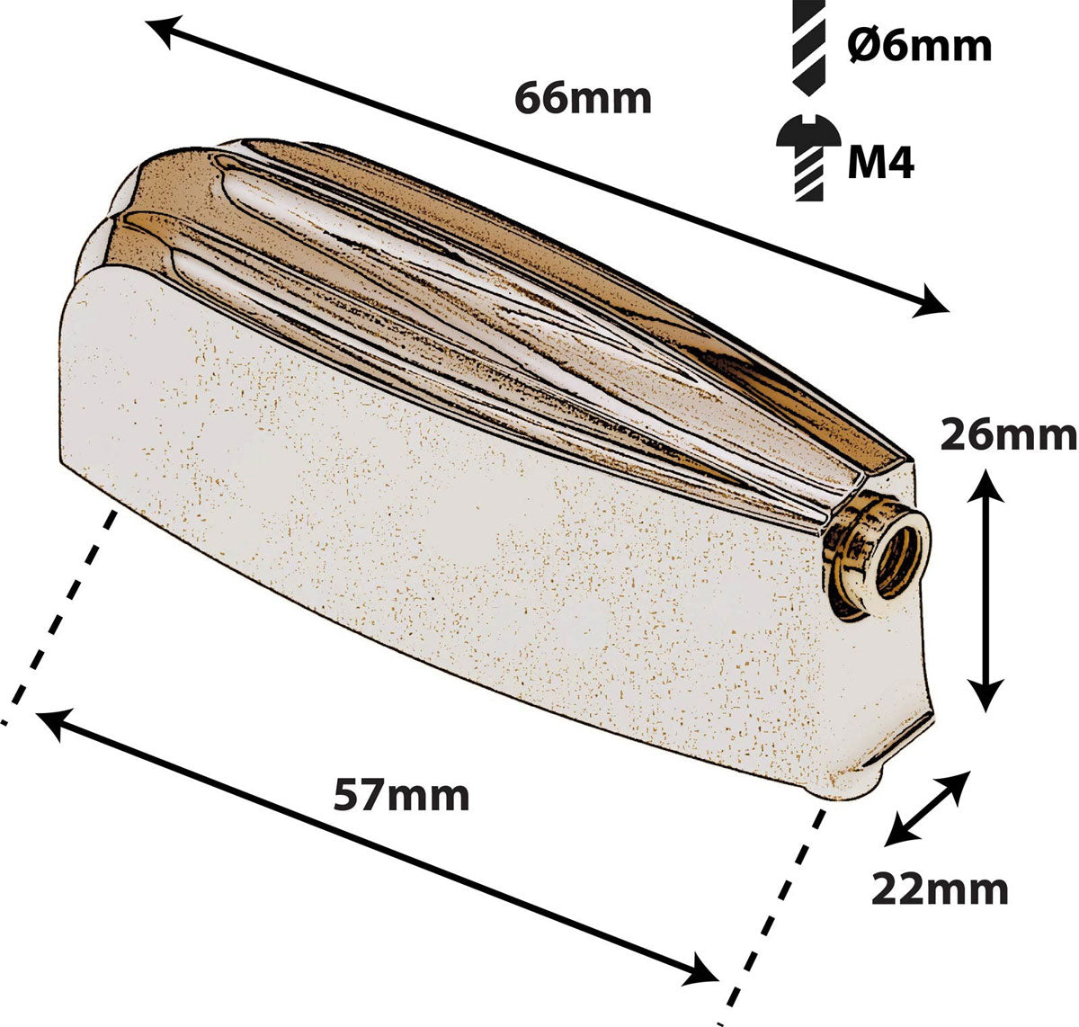 L23BD-BR Blocchetto Grancassa 57mm Dorato X1