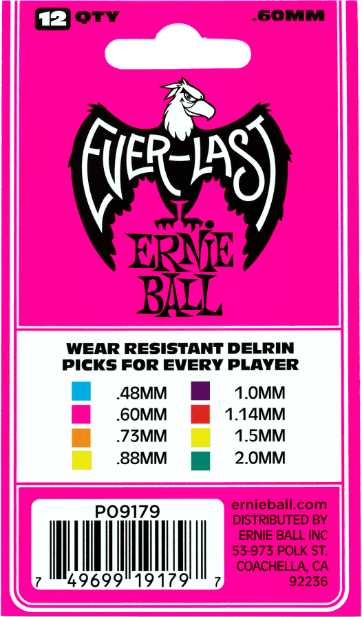 Plettri Everlast Confezione da 12 Rosa 0,60mm