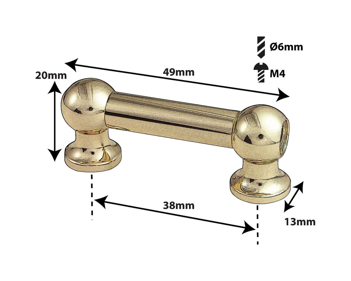 TL12S38-BR Blocchetto Tubolare 38mm Ottone A Singolo Tirante (X1)