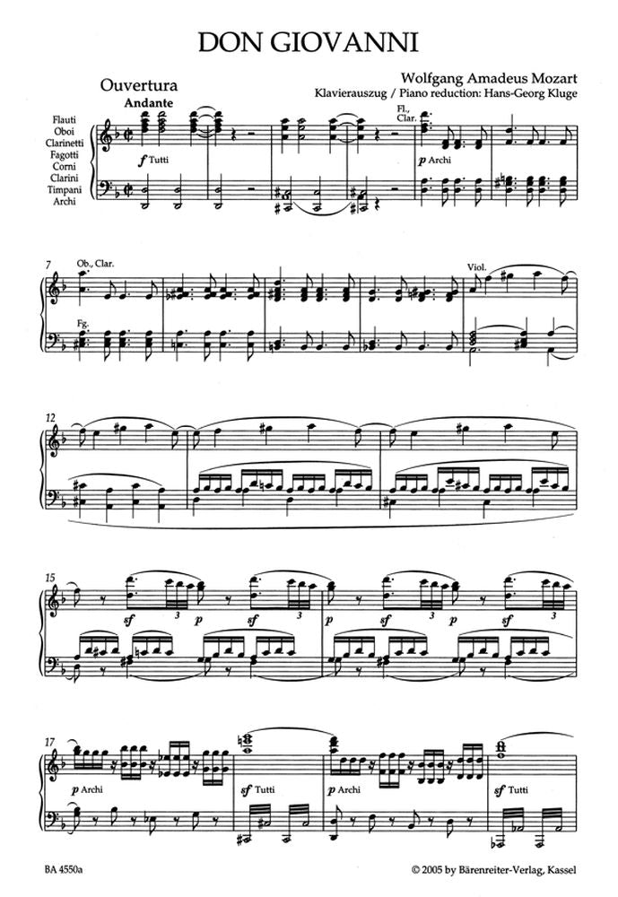 Moz W.A. - Don Giovanni Kv 527 - Riduzione vocale Canto Piano