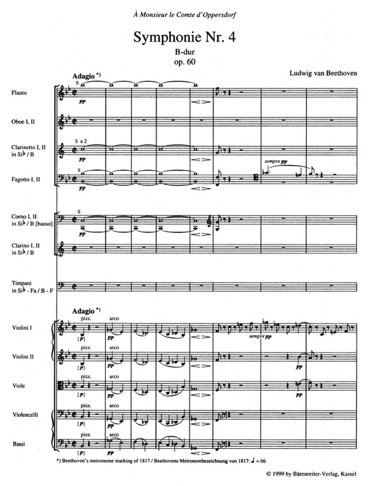 Beethoven L.von - Symphonie N°4 En Mib Majeur Op.60 - Partitura tascabile