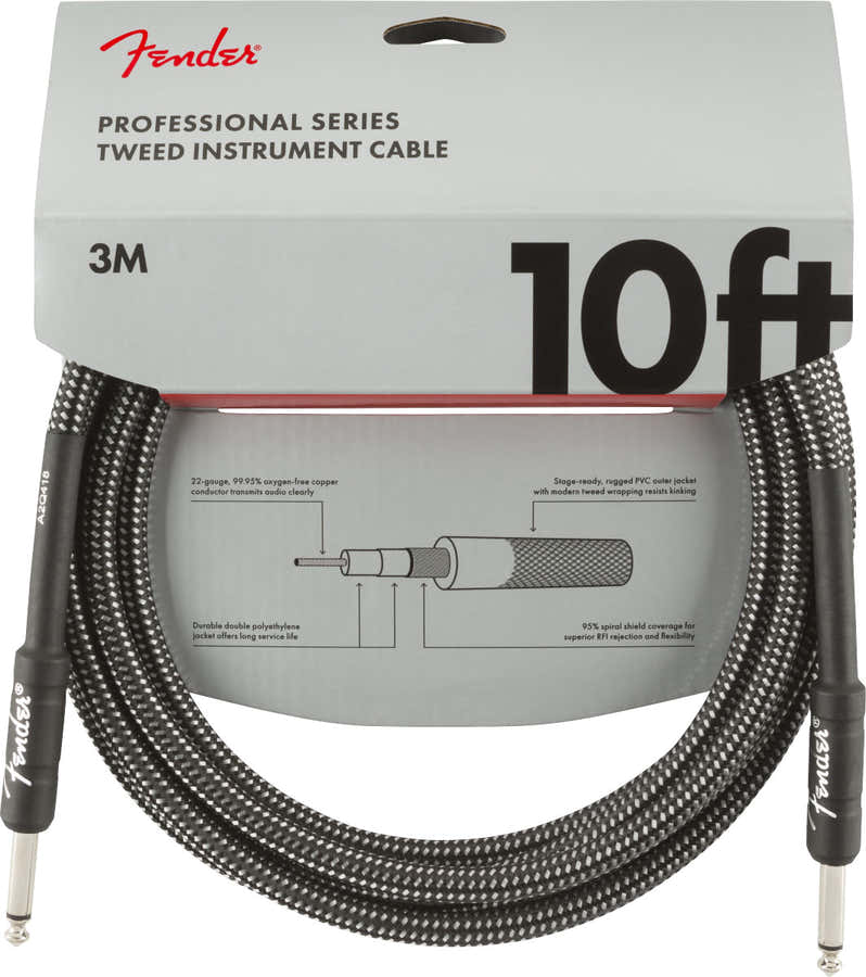 PROFESSIONAL INSTRUMENT CABLES 10' GRAY TWEED