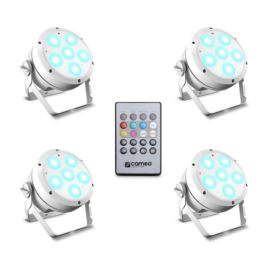 ROOT PAR 6 WH SET 1 - SET COMPOSTO DA 4 X CLROOTPAR6WH CON TELECOMANDO A INFRAROSSI