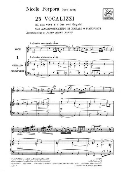 Porpora N. - 25 Vocalizzi Ad Una Voce E A 2 Voci - Chant
