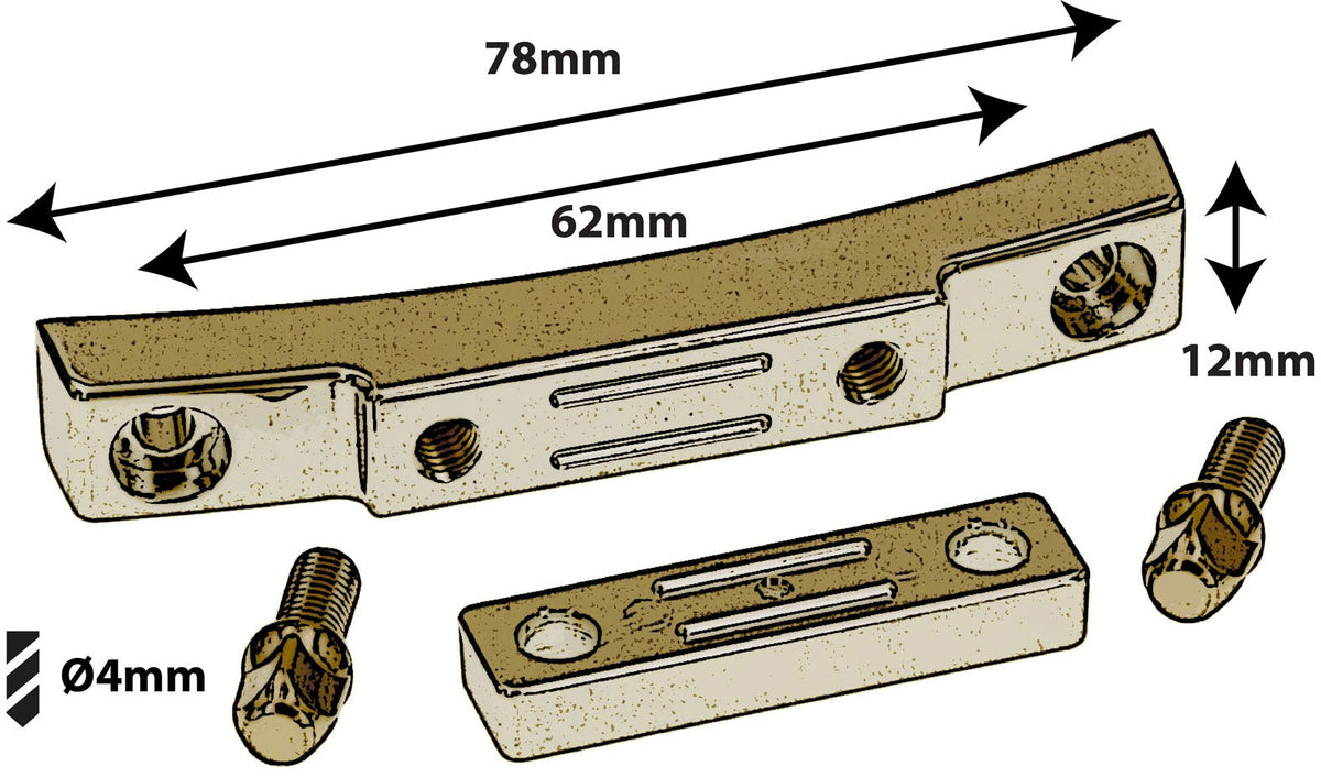 STOB5-BR - Piastra di testa Pressofuso "Deluxe" Tendicordiera Cordiera Ottone 62mm