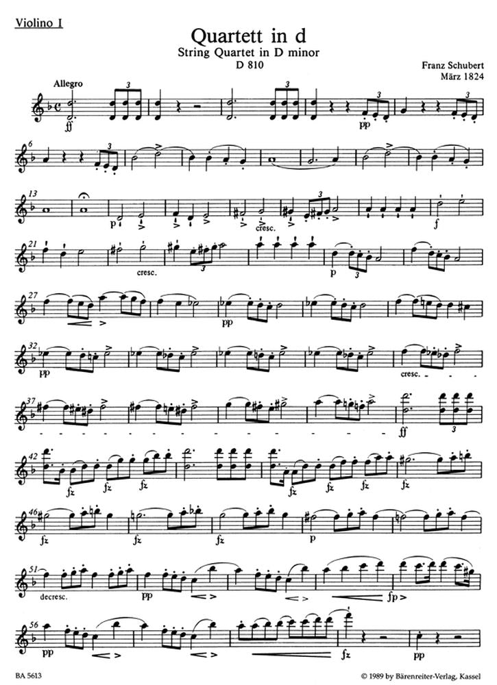 Schubert F. - Quartetto d'archi "La morte e la fanciulla" in re minore D 810
