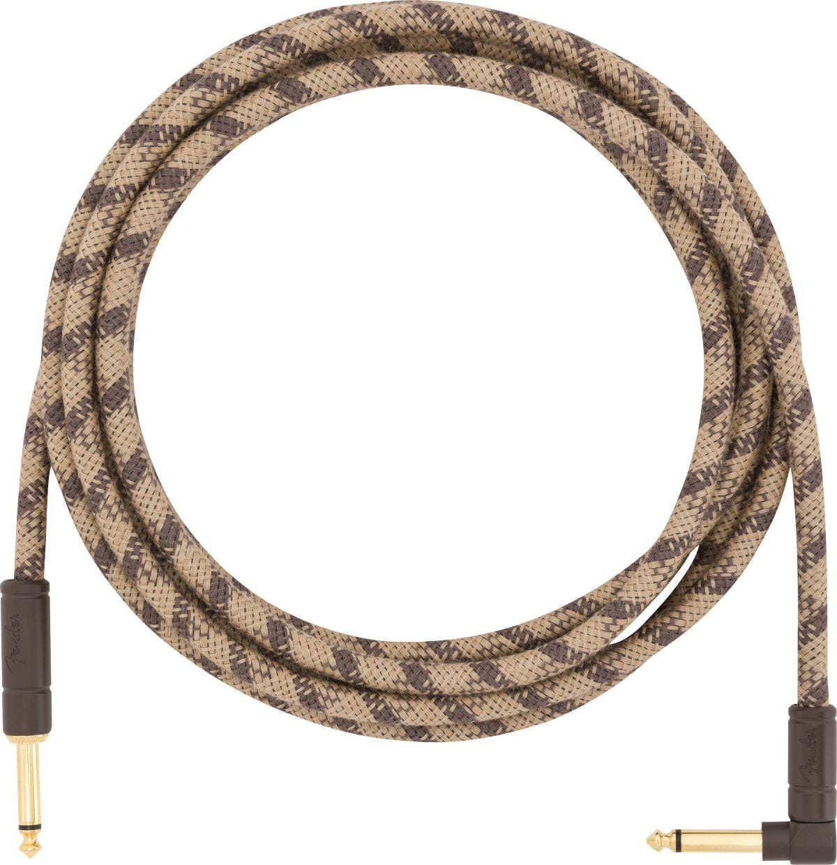 10' ANGLED FESTIVAL INSTRUMENT CABLE PURE HEMP BROWN STRIPE