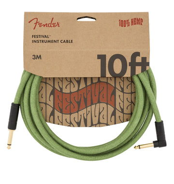 10' ANGLED FESTIVAL INSTRUMENT CABLE PURE HEMP GREEN