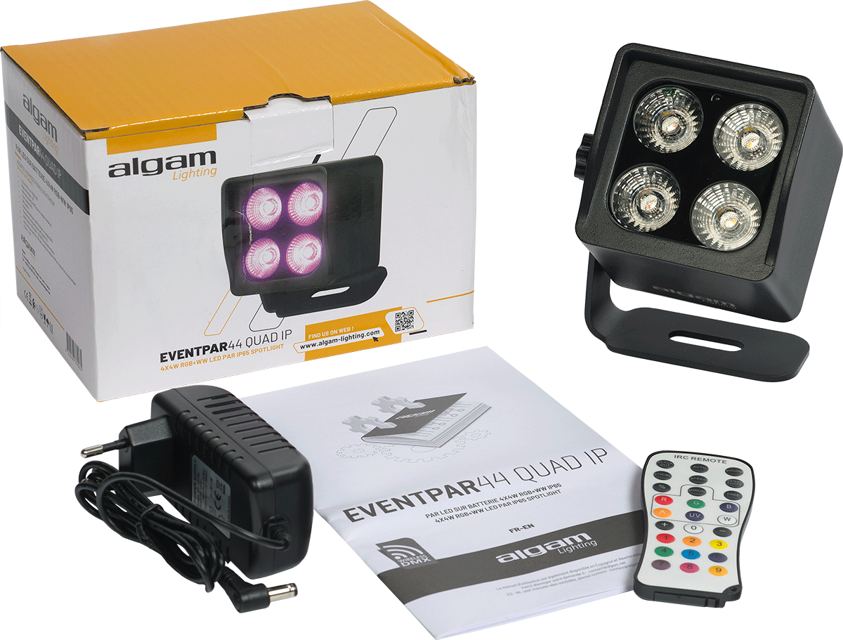 BATTERY PAR 4 X4W RGB+WW IR WIRELESS DMX IP65