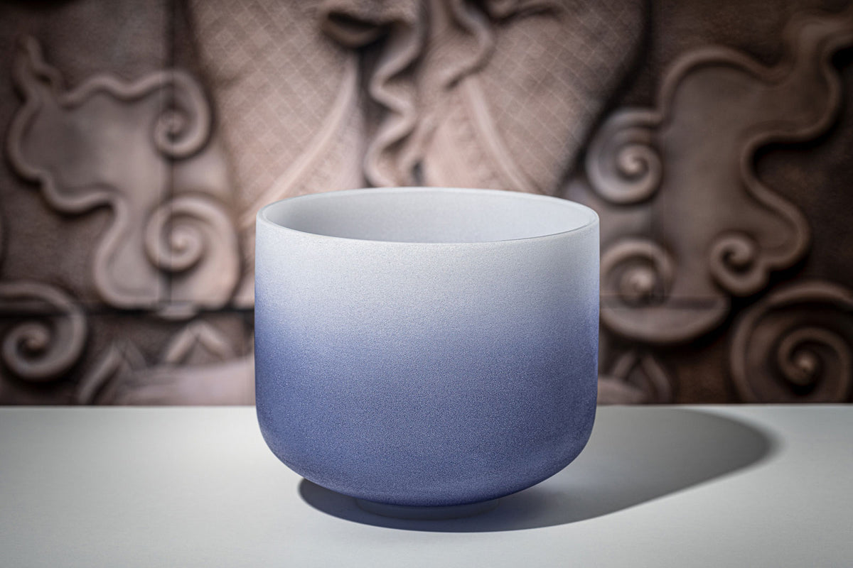 MEINL SONIC ENERGY CRYSTAL SINGING BOWL 9" COLOUR-FROSTED DARK BLUE NOTE A4 BROW CHAKRA