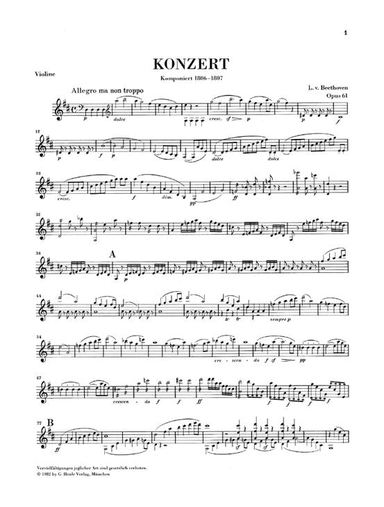 Beethoven L.V. - Concerto in re maggiore Op. 61 per violino e orchestra