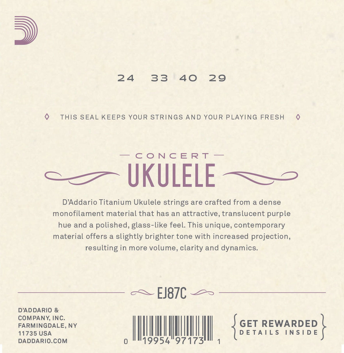 EJ87c Titanio Ukulele Corde Concerto