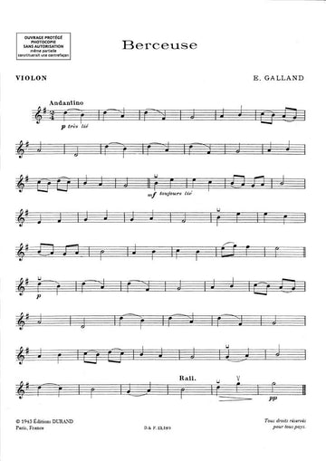 GALLAND - NINNA NANNA - VIOLINO E PIANOFORTE
