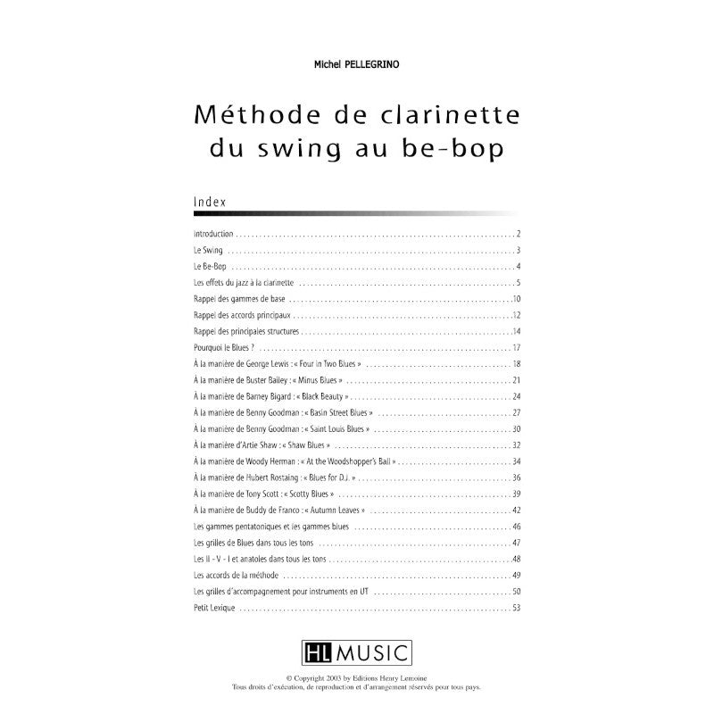 Pellegrino Michel - Methode De Clarinette Du Swing Au BE-bop + CD