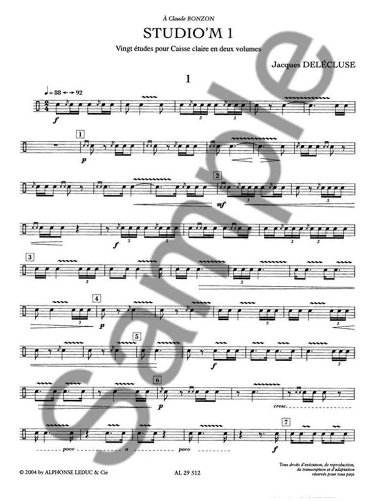 Delecluse Jacques - Studio'm Vol.1 - 20 Etudes Pour Caisse Claire