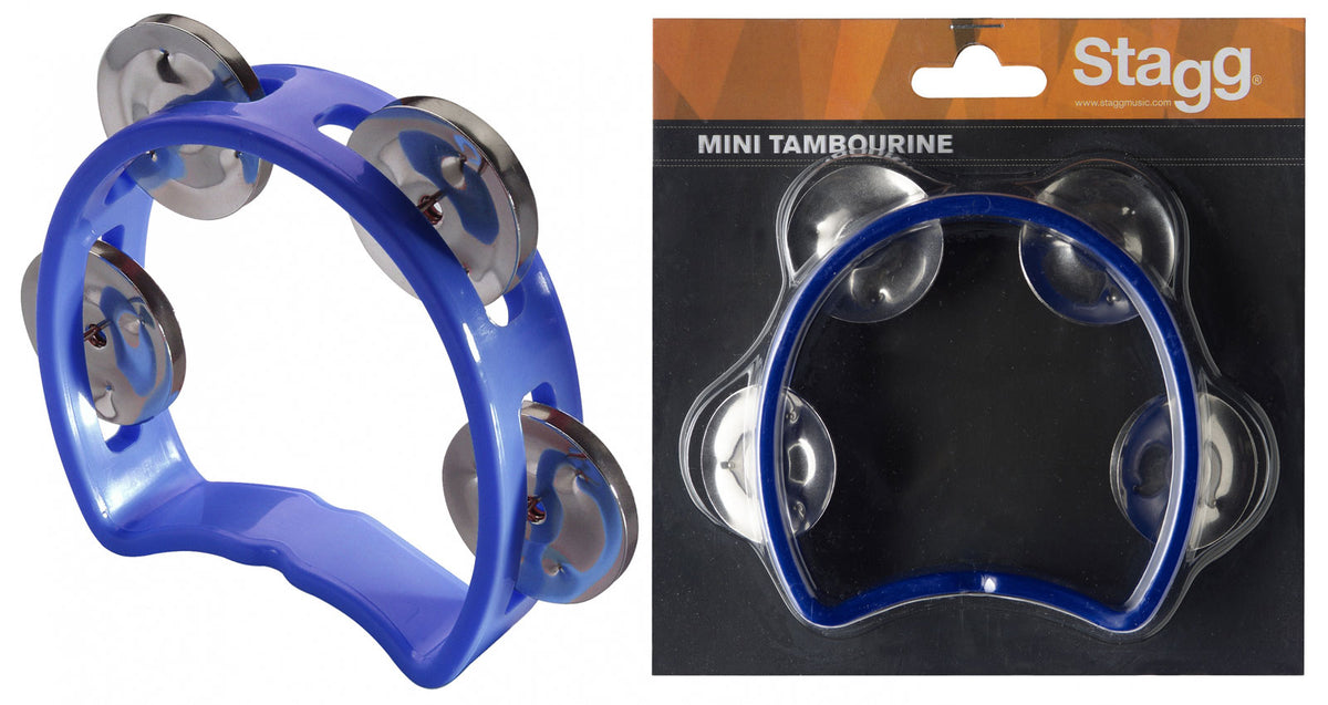 Mini tamburello 4 piattelli in plastica blu