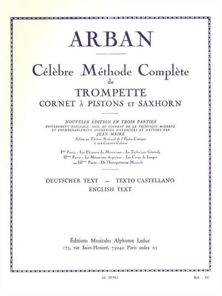 Arban JEAN-baptiste - Celebre Methode Complete Pour Trompette Volume 3