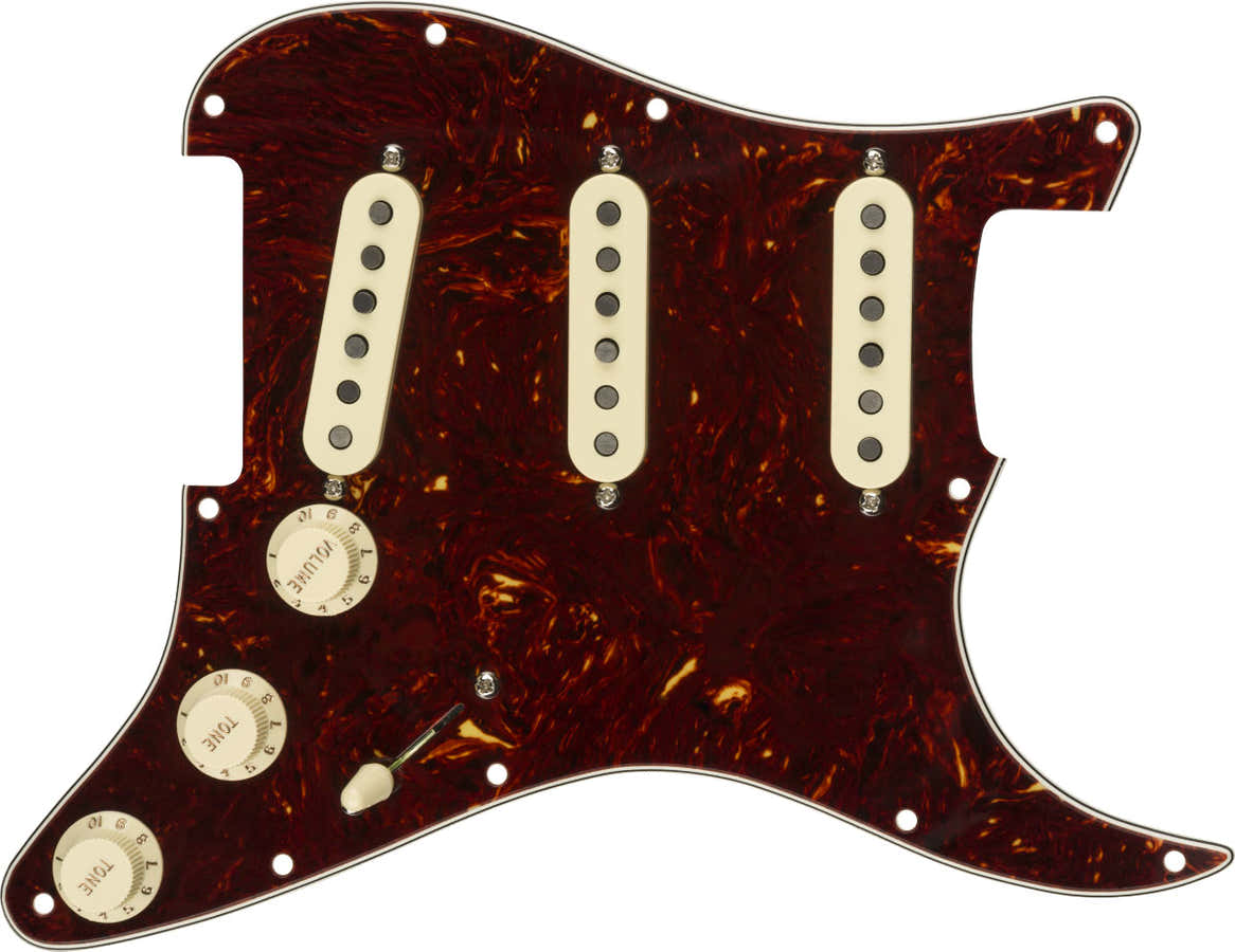 Battipenna Strat precablato Tex-Mex SSS tartaruga PG a 11 fori