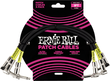 Cavi Patch per Strumento Pack da 3 - Angolato - 30CM Nero