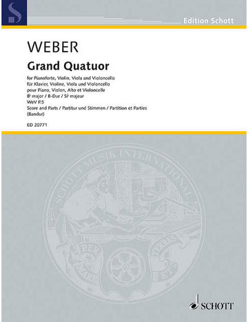 Weber - Grand Quatuor En Si Bémol Majeur Wev P.5 - Violino Viola Violoncello E Pianoforte