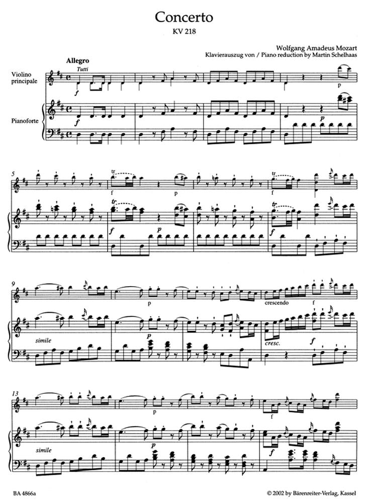 Moz W.A. - CONCERTO IN RE MAGGIORE N°4 KV 218 - VIOLINO PIANOFORTE