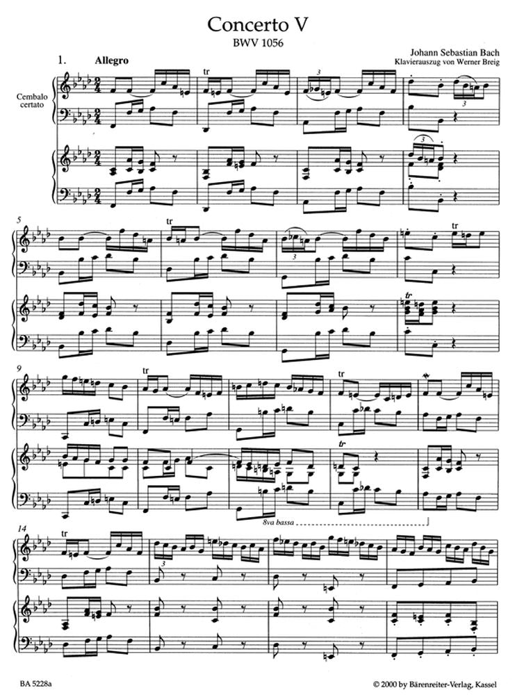 Bach J.S. - Concerto N°5 En Fa Mineur BWV 1056 - Clavicembalo