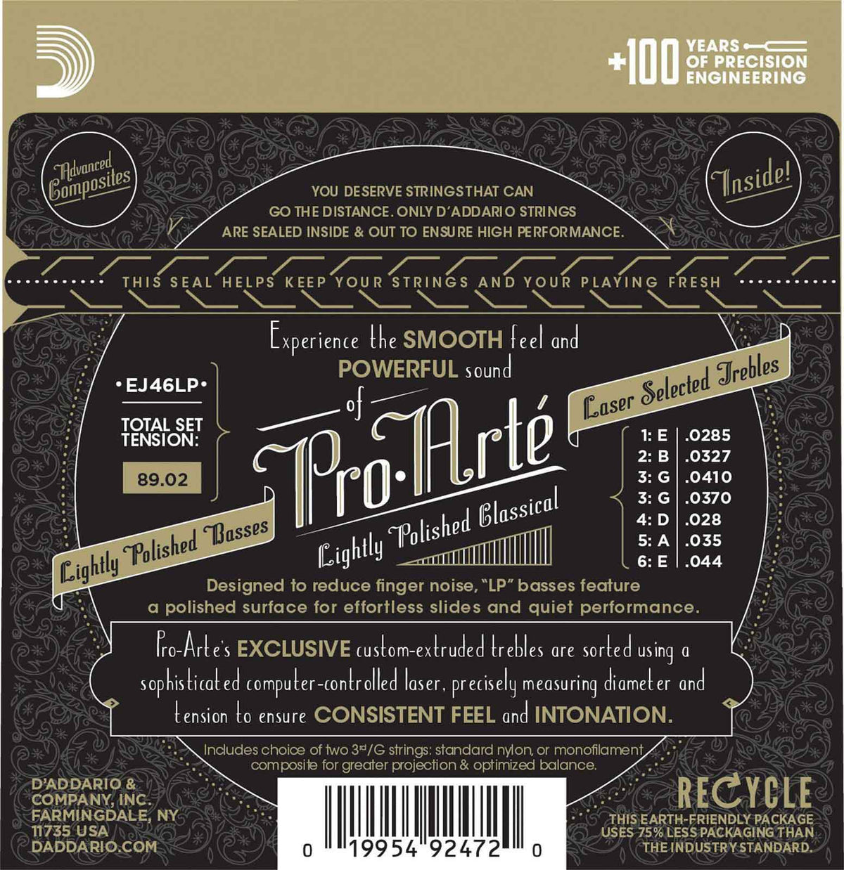 EJ46LP PRO-ARTE COMPOSITE CLASSICAL GUITAR STRINGS HARD TENSION