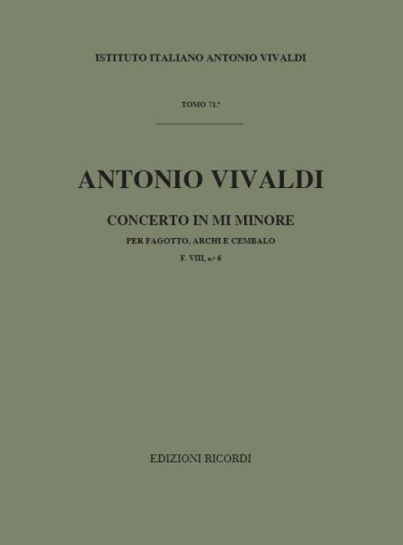 Vivaldi A. - Concerto in Mi minore RV 484 - F.viii/6 - Fagotto