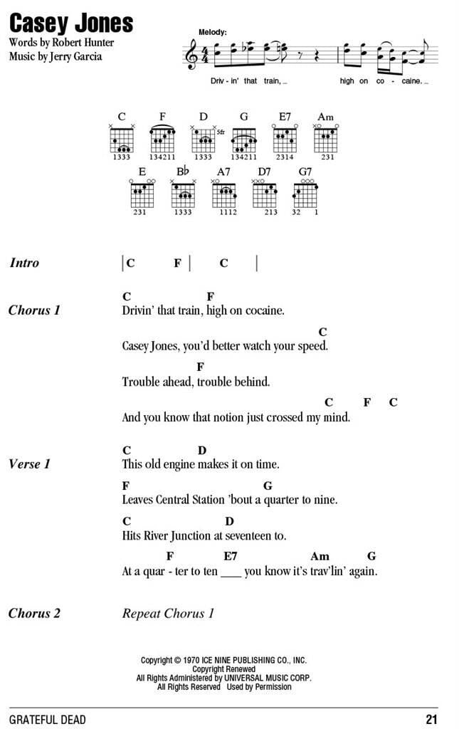 Grateful Dead - Guitar Chord Songbook