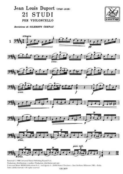 DUPORT J.L. - 21 STUDI - VIOLONCELLE