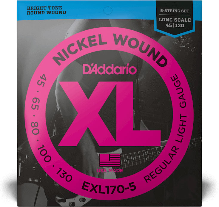 EXL170-5 corde avvolte in nickel scala lunga tensione leggera 5C 45-130