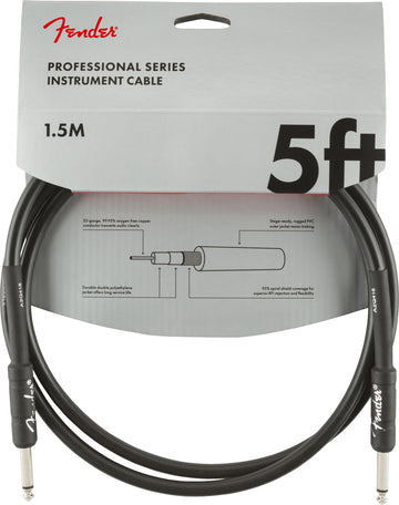 PROFESSIONAL INSTRUMENT CABLE STRAIGHT/STRAIGHT 5' BLACK