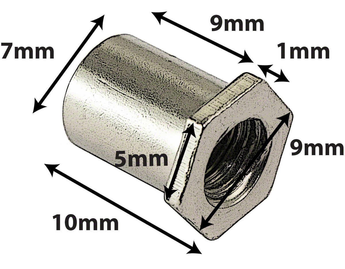 SN-HE-10B Dado Girevole 10mm Testa Esagonale Ottone (X4)