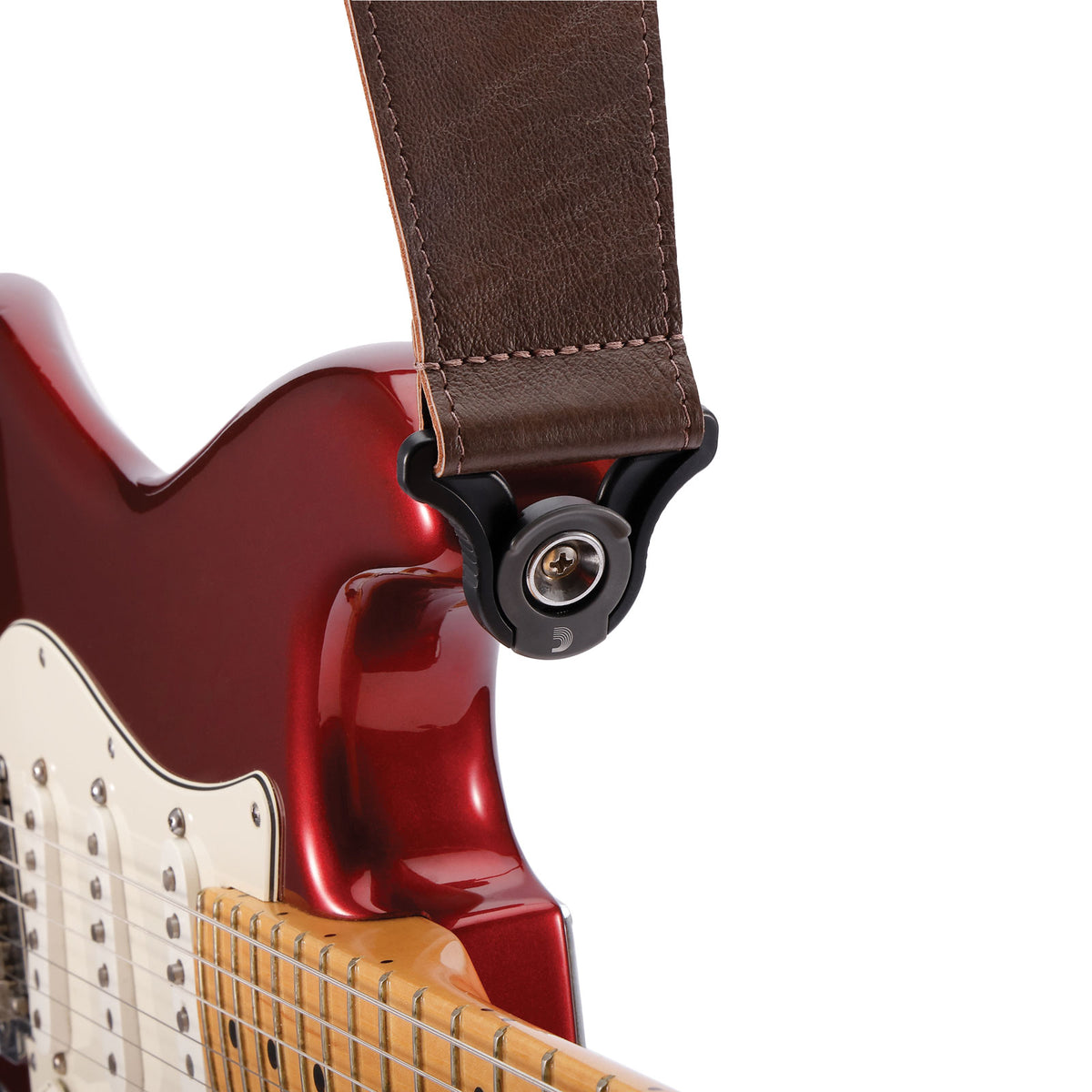 COMFORT LEATHER AUTO LOCK GUITAR STRAP BROWN