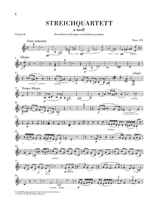 Beethoven L.V. - Quartetto d'archi in La minore Op. 132
