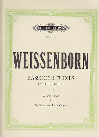 Edition Peters Weissenborn - Etudes Pour Basson Op.8 Vol.1