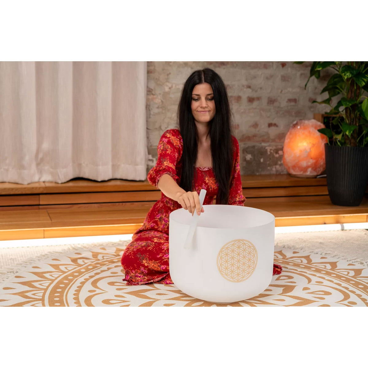 16" Flower of Life Crystal Singing Bowl 128 Hz / C3