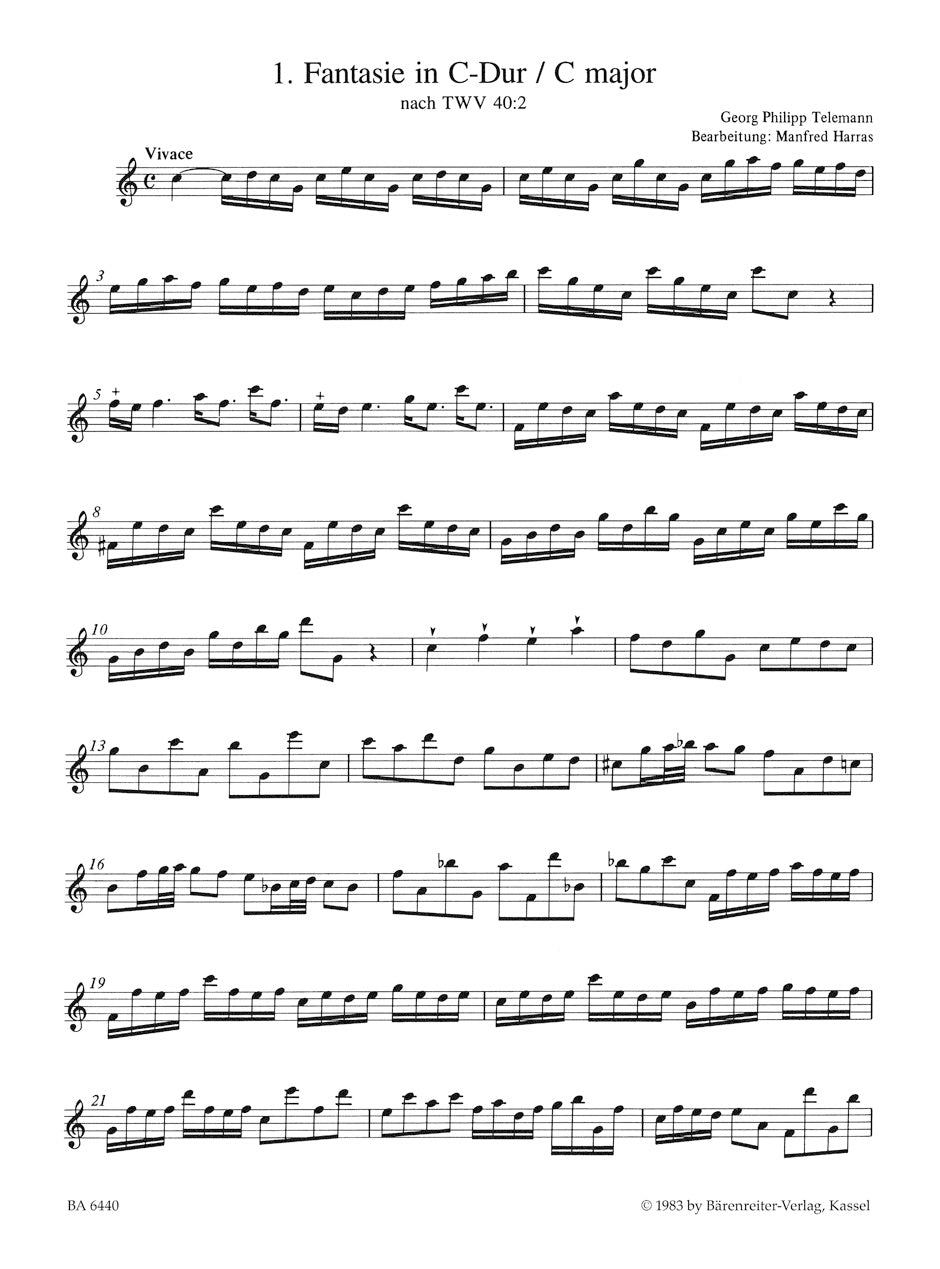 Telemann G. P. - 12 Fantasie TWV 40:2-13 - Flauto dolce contralto