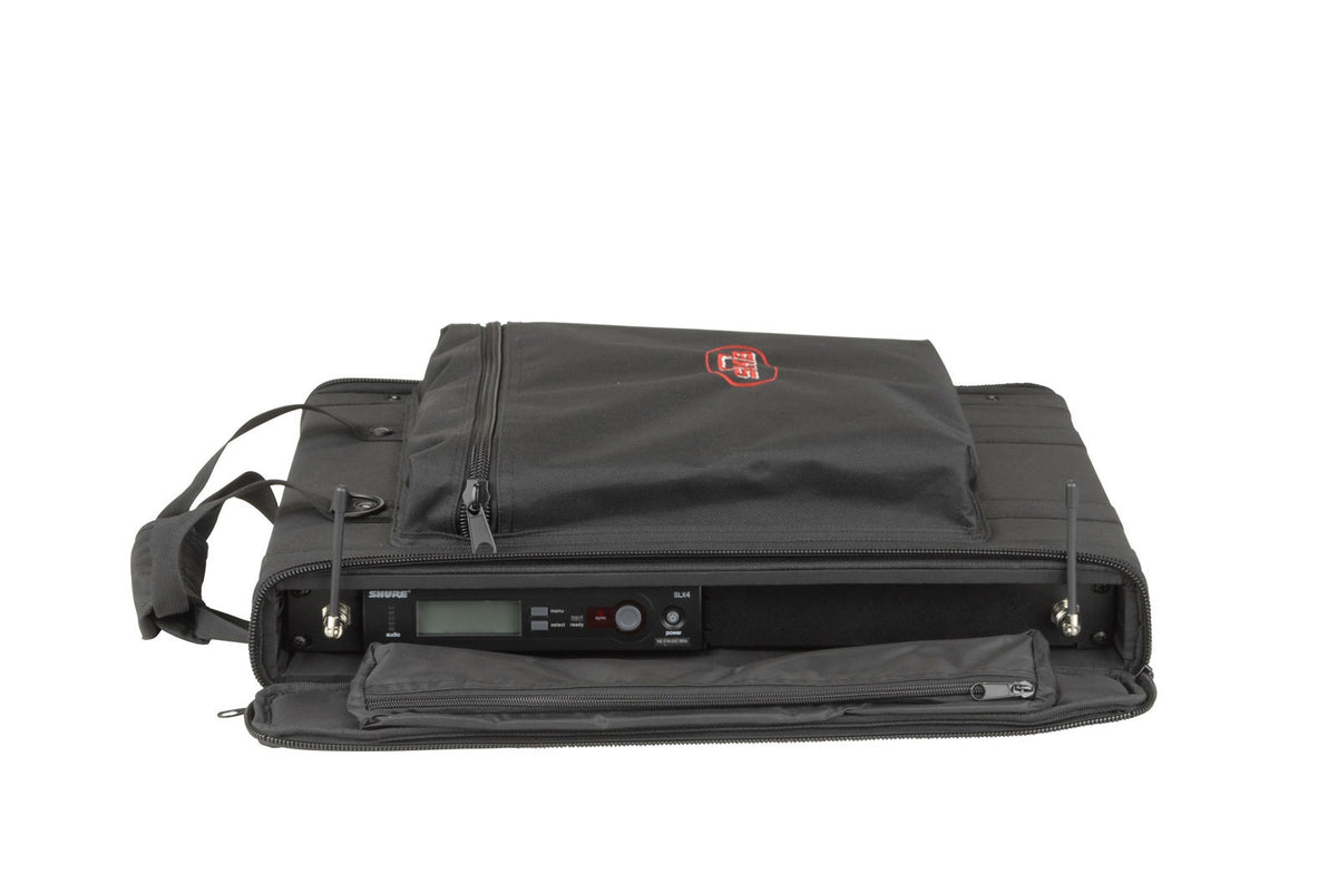 1SKB-SC191U - 1U SOFT RACK CASE STEEL RAILS HEAVY DUTY ZIPPERS OUTER POCKET SHOULDER STRAPS