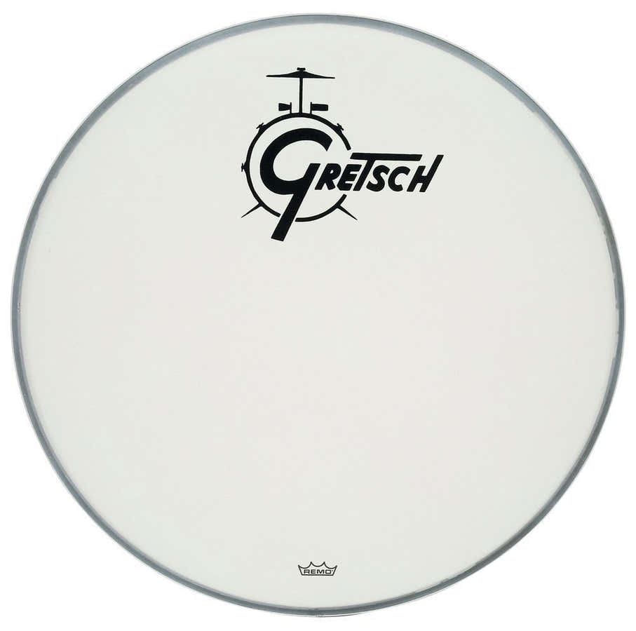 AMBASSADOR WHITE COATED 22" LOGO GRETSCH DRUMS RISONANZA