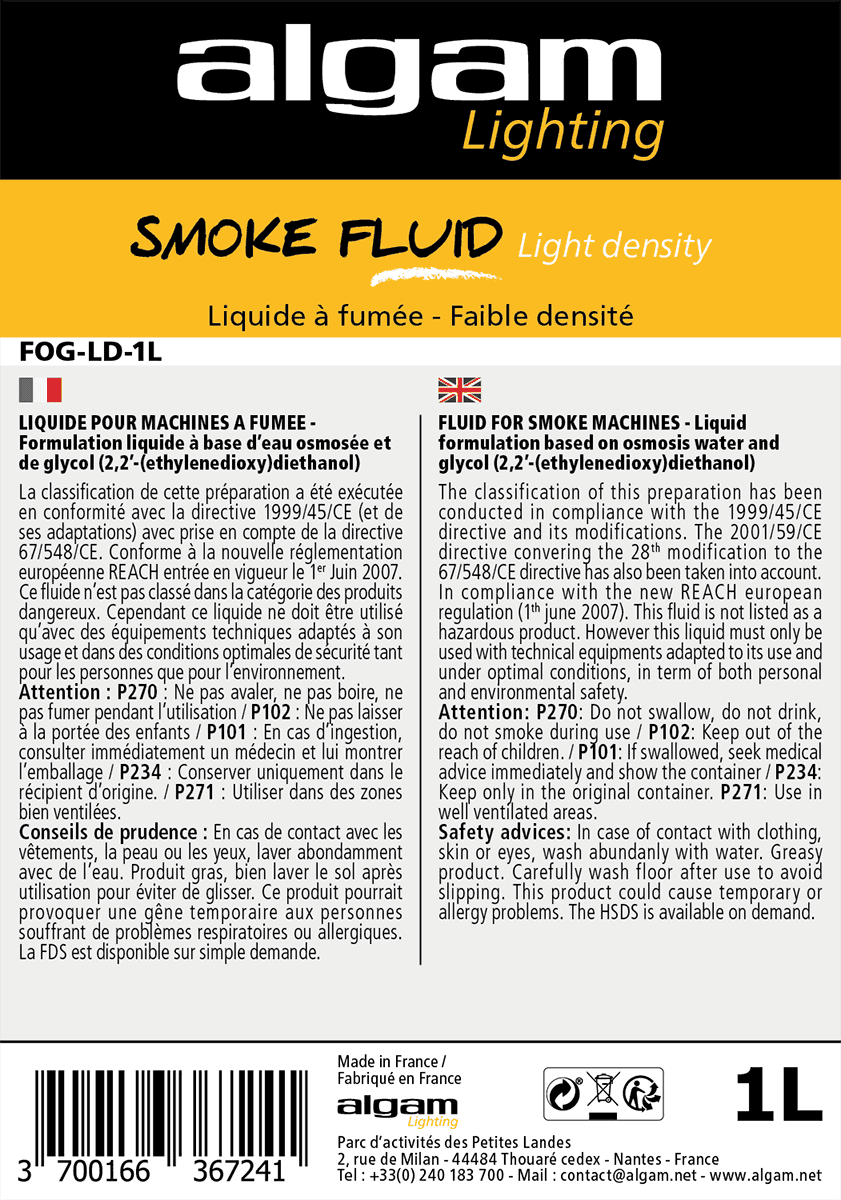 Liquido per fumo a bassa densità 1L