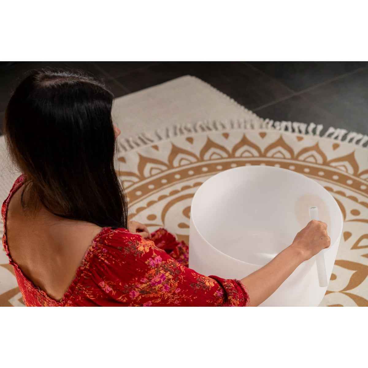 16" Flower of Life Crystal Singing Bowl 128 Hz / C3