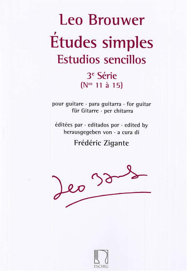 BROUWER LEO - ETUDES SIMPLES - ESTUDIOS SENCILLOS (SERIE 3)- GUITARE