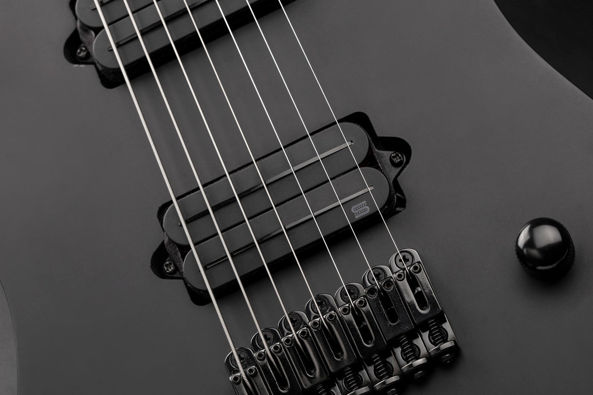 Humbucker Black Jupiter Rails 7 corde, firma di Wes Hauch, ponte, nero