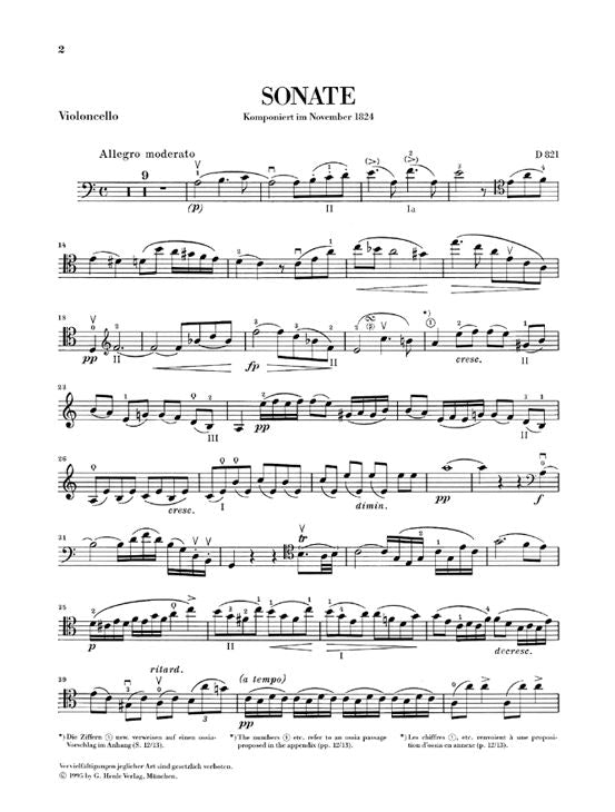 Schubert F. - Sonata For Piano And Arpeggione A Minor D 821 (op. Post.) (version For Violoncello)